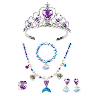 Imagem de Coroa de Sereia Infantil Joias para Meninas Presente de Aniversário de Sereia Conjunto de Fantasia de Festa de Halloween Acessórios