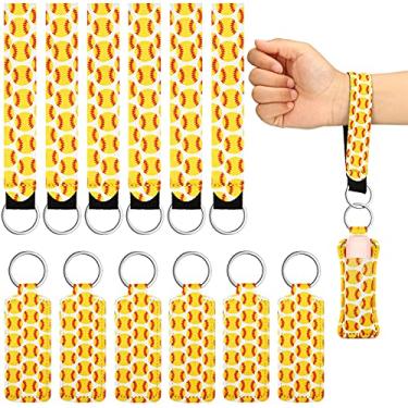 Imagem de Hicarer 20 peças de suporte de batom de softball, porta-chaves, suporte de batom, presentes de softball, para equipe, manga de batom, bolsa com tema esportivo, protetor labial, coldre para rastreador