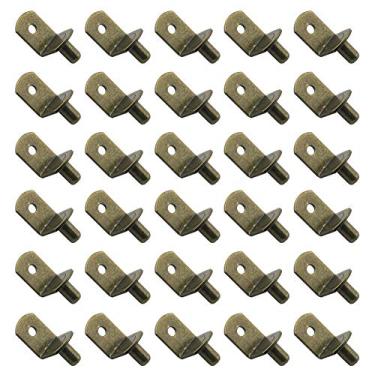 Imagem de 30 pinos de prateleira de armário estilo suporte de 5 mm com orifício de 4 mm suporte de prateleira de suporte de parafusos em forma de L para prateleiras resistentes para armário de cozinha, prateleiras de livros de móveis, tons de bronze