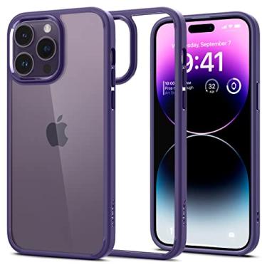 Imagem de Spigen Capa ultra híbrida para iPhone 14 Pro, [tecnologia anti-amarelamento] [proteção contra quedas de grau militar] capa de telefone para iPhone 14 Pro - roxo escuro