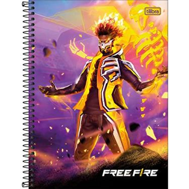 Imagem de Caderno Espiral Capa Dura Universitário 10 Matérias Free Fire 160 Folhas - Personagem com Fogo - Tilibra