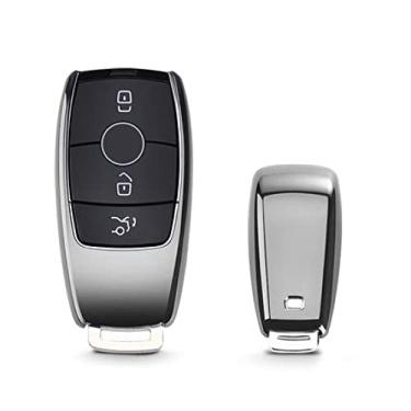 Imagem de SELIYA Capa protetora para chave de carro TPU para bolsa, apto para Mercedes Benz 2017 E Class W213 2018 S classe, E, prata