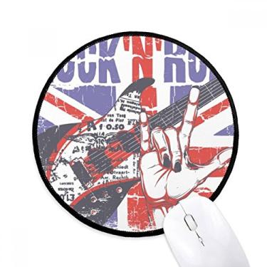 Imagem de DIYthinker Rock Guitar England Britain Country Flag UK Mouse Pad Desktop Office Round Mat para Computador