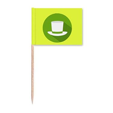 Imagem de Chapéu verde com contorno redondo com ícone de palito, bandeiras marcadoras para decoração de festa