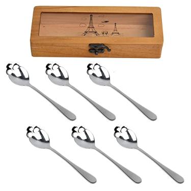 Imagem de GShopvv Conjunto de 6 Colheres de Caveira de Aço Inoxidável para Colheres de Chá, Colher de Café - Prata