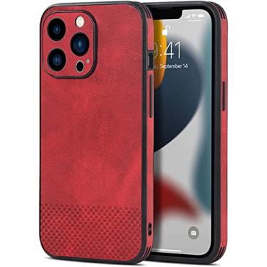 Imagem de KANUZ Capa traseira de telefone, para Apple iPhone 13 Mini (2021) 5,4 polegadas capa de silicone de couro ultrafina à prova de choque [proteção de câmera atualizada] (cor: vermelho)