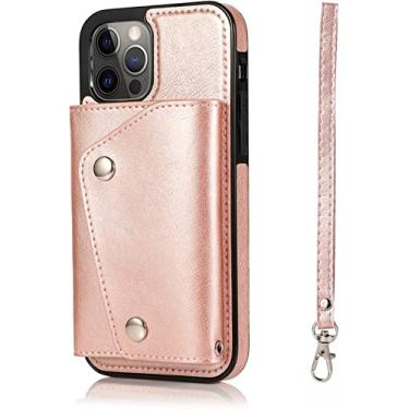 Imagem de KAPPDE Capa para iPhone 14/14 Plus/14 Pro/14 Pro Max, capa carteira flip de couro premium fina com suporte de cartão magnético à prova de choque capa protetora para telefone (cor: rosa, tamanho: 14ProMax)
