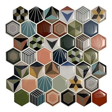 Imagem de Pastilha Adesiva Resinada Hexagonal Geometria Kit 4 Placas