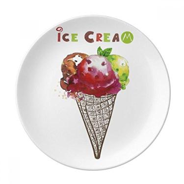 Imagem de Placa de sorvete de folhas de aquarela decorativa de porcelana salver louça de jantar