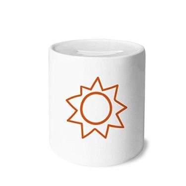 Imagem de DIYthinker Caixa de moedas de cerâmica com pintura à mão laranja sol sol porta-moedas presente