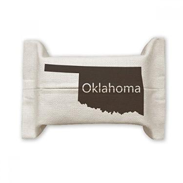 Imagem de Bolsa de linho de algodão com contorno do mapa dos EUA Oklahoma America