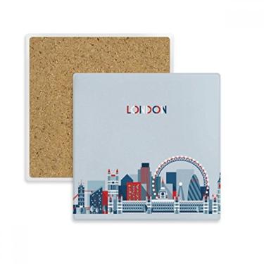 Imagem de Britain UK London Eye Bridge Tower Blue Square Coaster Cup Mat Suporte de subplaca de pedra isolante