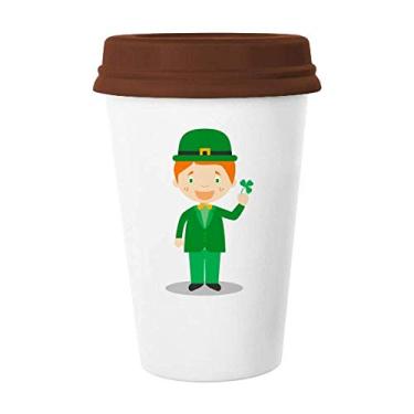 Imagem de Caneca de cerâmica verde com desenho da Irlanda Caneca de café para beber vidro de cerâmica