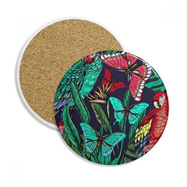 Imagem de Caneca de porta-copos de borboleta, flor de folha, pássaro