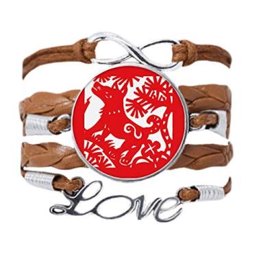 Imagem de DIYthinker Pulseira de presente com pingente de corda de amor com pingente de animal do signo chinês