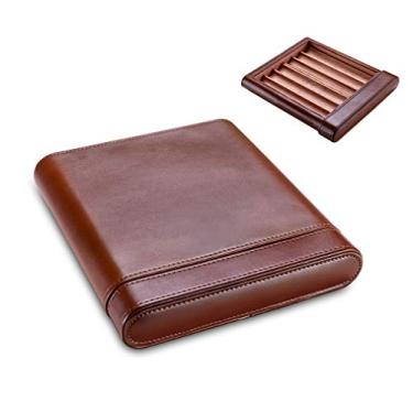 Imagem de Cedar forrado para viagem, umidificador portátil de couro para charuto, caixas de armazenamento para trabalho, casamento, aniversário, negócios, presentes