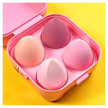 Imagem de 4 pacotes maquiagem esponja liquidificador em forma ovo base mistura 360°esponja beleza conjunto creme líquido Esponja de Maquiagem Blending Gota Chanfrada Facial de Limpeza