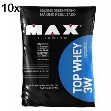 Imagem de Kit 10X Top Whey 3W - 1800g Refil Chocolate - Max Titanium