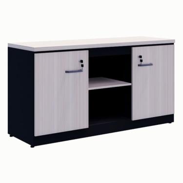 Imagem de Armário de Escritório Yaris com Nichos 2 PT Carvalho Berlin e Preto 73 cm