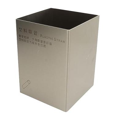 Imagem de Organizador de Palha, Suporte Anticorrosão para Canudos de Aço Inoxidável para Loja de Bebidas (Prata)