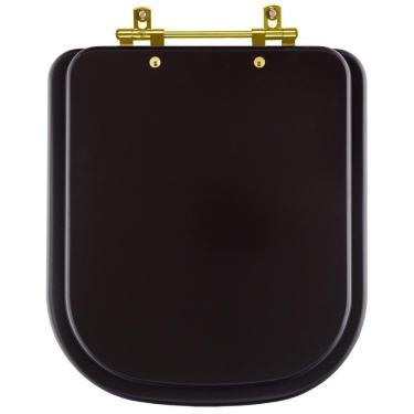 Imagem de Assento Sanitário Piano Marrom Fosco Com Ferragem Dourada para vaso Deca