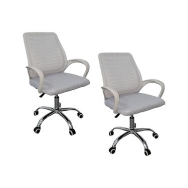 Imagem de Kit 2 Cadeiras de Escritório Esteirinha Tela Mesh Branco