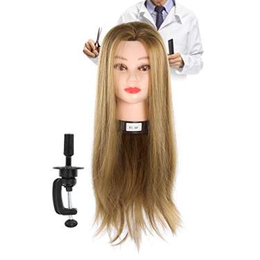 Imagem de Cabeça De Manequim, Cabeça De Manequim Com Cabelo, Cabeça De Boneca Para Modelagem De Cabelo, Prática Manequim Cosmetologia Boneca Cabeça De Treinamento De Penteado Com Cabelo