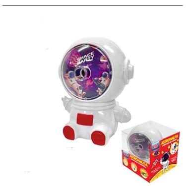 Imagem de Apontador manual De Lápis mesa Vermelho tema Astronauta Com Manivela e Depósito - 9cm Aponta de forma redonda sextavada e triangular