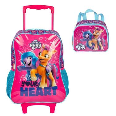 Imagem de Kit Mochila Rodinha Lancheira Sestini My Little Pony Rosa