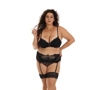 Imagem de Conjunto Plus Size Corpete Cinta-Liga Espartilho Brisa