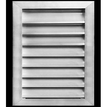 Imagem de 35,5 cm L x 45,7 cm A Persiana à Prova de Clima Externo - Chuva e Ventilação de Ar Impermeável com Malha de Tela - Grelha HVAC - Alumínio [Dimensões Externas 15,75" L x 19,75" A]