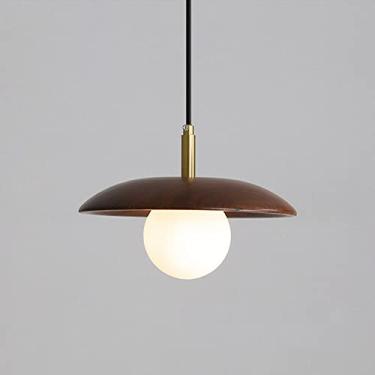 Imagem de Lustre LED com base de bronze natural, luminária pendente de madeira de nogueira, nova cozinha chinesa, lâmpada suspensa de teto, lâmpadas pendentes de luxo, iluminação, abajur de vidro, iluminação