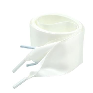 Imagem de Smooth Satin Wide Shoe Laces Ribbon Shoelaces For Sneakers Boots (Color : White)
