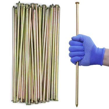 Imagem de EISENSP 25 peças de estacas de paisagem de 40,6 cm, estacas de vergalhão galvanizado resistente para bordas de pavimentação, barreira de ervas daninhas, cobertura de piso, grama artificial, barraca de