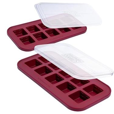 Imagem de Souper Cubes 2 colheres de sopa. Moldes de silicone para congelador – perfeitos para armazenar alho, ervas, gengibre, pesto, pasta de tomate, suco de limão, purês e muito mais – Bandeja de silicone