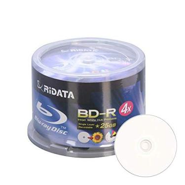 Imagem de Ritek Ridata Blu-Ray (BD-R) cubo de jato de tinta branco impresso 4X BD-R mídia 25GB 50 pacotes em caixa de bolo (BDR-254-RDIWN-CB50)