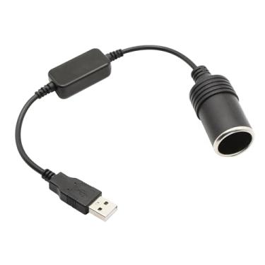 Imagem de Xilaghy Cabo conversor fêmea USB A macho para isqueiro de carro de 12 V, adaptador USB A para isqueiro para câmera veicular, GPS, preto