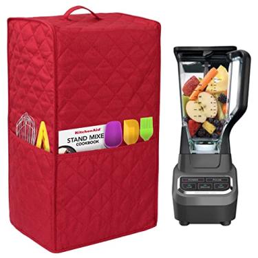 Imagem de Capa para liquidificador de cozinha, capas para liquidificador compatível com liquidificador Ninja Foodi, capas para liquidificador para capas de eletrodomésticos, capa para liquidificador com bolso para acessórios. (vermelho)