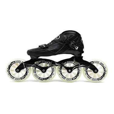 Imagem de Patins em linha de fibra de carbono profissional 4 * 90-110 mm competição 4 rodas patinação de corrida para adultos lâminas de rolo de fileira única iniciante esportes ao ar livre fitness para homens