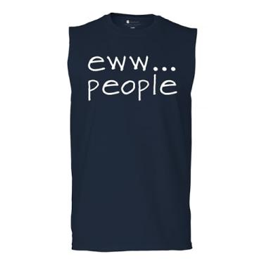Imagem de Camiseta masculina Eww... People Muscle Funny Anti-Social Humor Humans Suck Introvert Anti Social Club Sarcastic Geek, Azul marinho, G