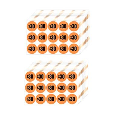 Imagem de Mobiusea Creation 300 adesivos de preço de US$ 30 | etiquetas de preço de 30 dólares | cor verde brilhante com texto preto | 2,54 cm de diâmetro | etiquetas de preço pré-impressas | adesivos de venda de garagem
