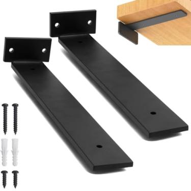 Imagem de rio design99 – 35cm - mão francesa cantoneira invisível – preta – ferro aço suporte para prateleira reforçada resistente industrial madeira bancada estante – 350mm