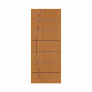 Imagem de Porta de Madeira 210x90cm Espessura 3,5cm Mmc Eucaplac Frisada Tivoli Eucatex Nogal Mel