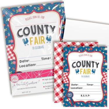 Imagem de Amanda Creation Conjunto de 20 convites para festa de aniversário com galos com envelopes. Perfeito para festas de verão, formatura, reuniões de família, churrascos e mais