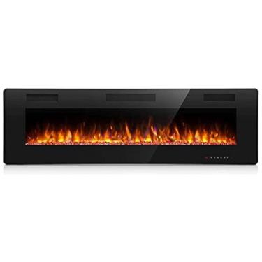 Imagem de Lareira Elétrica de Embutir A45x172L com Controle Remoto, Digital e Luz LED, Chamas Multicolorida e Temporizador, 1500W, 110v, ANTARCTIC STAR, Preto