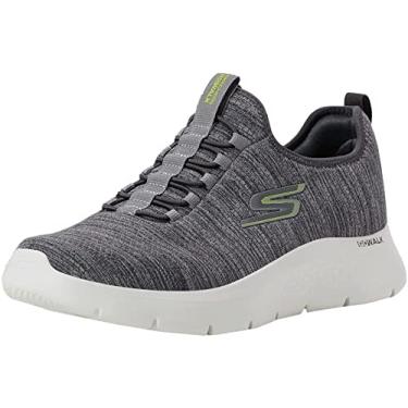 Imagem de Skechers Gowalk Flex – Tênis esportivo casual para caminhada com espuma resfriada a ar, Cinza/limão, 10 X-Wide