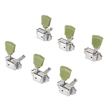 Imagem de Cravelhas de Afinação de Guitarra, 6 Peças de Chave de Afinação de Corda de Metal Plástico Semi-seladas Chaves de Afinação Cavilhas de Afinação para Guitarra Acústica Elétrica 3L3R Peças de Guitarra (Prata)