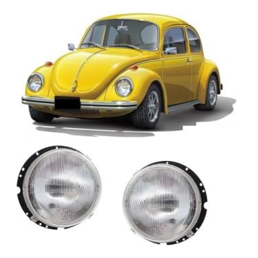 Imagem de Par Farol Fusca Kombi Passat 1974 1975 1976 1977 1978 1979 1980 1981 1982 1983 1984 1985 1986 1987 1988 1989 1990 a 1996