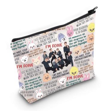 Imagem de G2TUP K-Pop SKZ Bolsa de maquiagem SKZ Gifts SKZ Merchandise K-Pop SKZ Bolsa com zíper, I'm foive, Ajuste