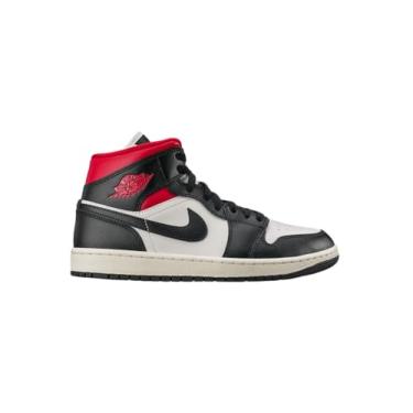 Imagem de Nike Tênis feminino Air Jordan 1 Mid, Preto/Vela/Vermelho Ginásio, 36